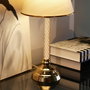 Opviq Lámpara de Mesa AYD-2980 Beige y Dorado